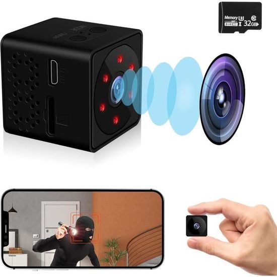 Camera Avec Micro Camera Espion, 4K UHD Mini Caméra Espion Sans Fil avec Carte Micro SD ...