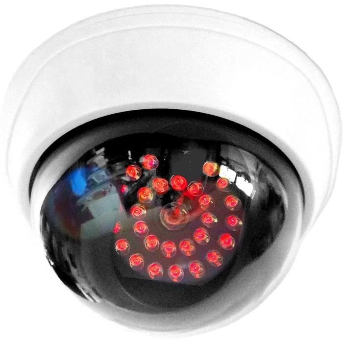 Faux Caméra De Sécurité CCTV Factice Réaliste Clignotant LED Rouge Interieur Exterieur