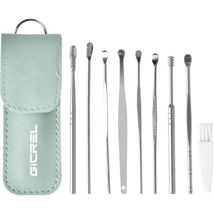 Ear Wax Cleaner Kit9 PCS Cérumen Curette CureOreilles Nettoyeur Médical Cure Oreilles INOX pour