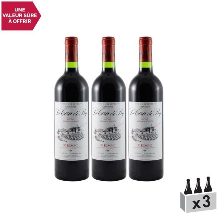 Château La Tour de By Médoc Cru Bourgeois Rouge 2002 - Lot de 3x75cl - Vin AOC Rouge de Bordeaux - Cépages Cabernet Sauvignon,