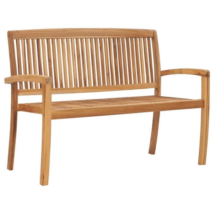HENGL Banc 2 places empilable de jardin 128,5 cm Bois de teck solide