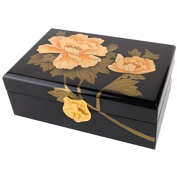COFFRET A BIJOUX Pivoine – Bois Laqué et Miroir
