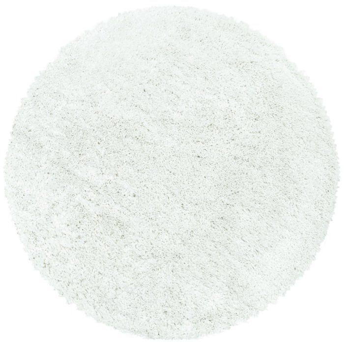 MOELLEUX - Tapis cosy Rond à poils longs - Blanc 160 x 160cm