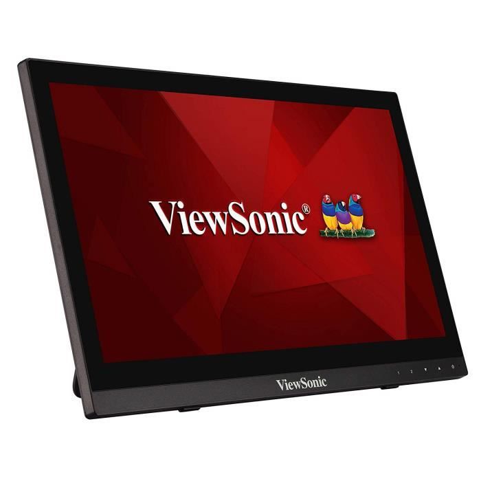 ViewSonic TD1630-3 Moniteur à écran Tactile 16- 1366x768 Pixels, 10 points Touch, 12 ms, 190 CD-m², VGA, HDMI, Haut-Parleurs, Noi