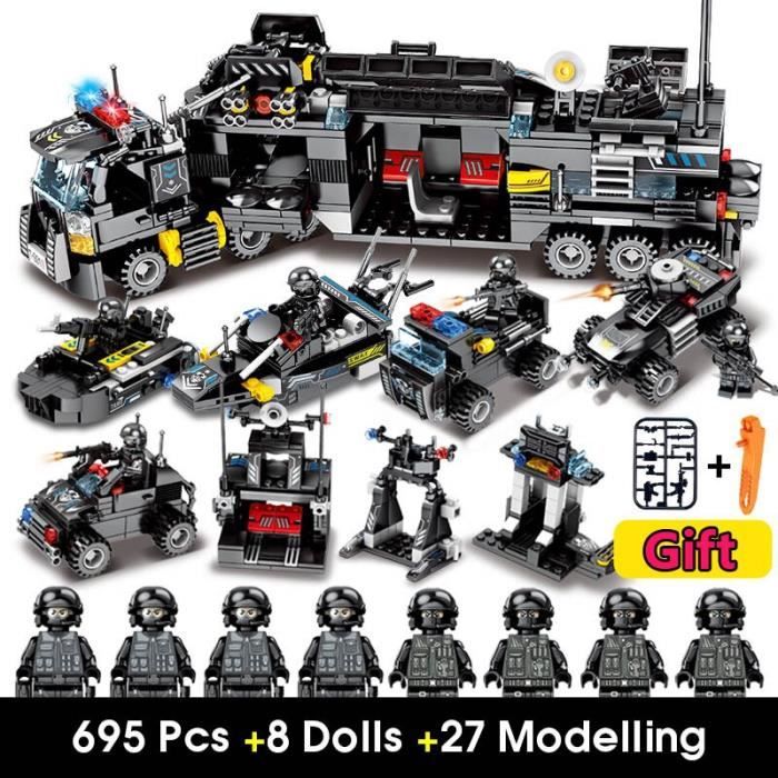 695 pièces Police SWAT blocs de construction compatibles blocs ville briques techniques Playmobil jouets et loisirs jouets enfants