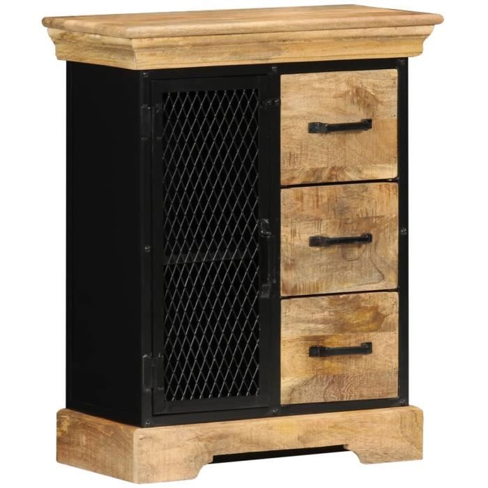 Buffet bas cuisine- scandinave Commode Meuble de Rangement 60 x 30 x 75 cm Bois de manguier massif