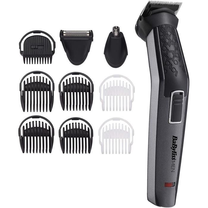 BaByliss MEN Tondeuse multi-usages Kit 10 en 1 Carbon Titanium avec Tondeuse Nez et Rasoir de Finitions
