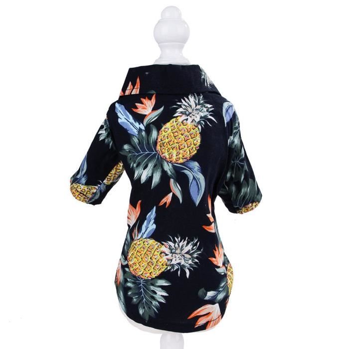 Manteau Blouson,Mignon imprimé Hawaii plage décontracté animal de compagnie voyage chemise ananas Floral à manches - Type 02-xs