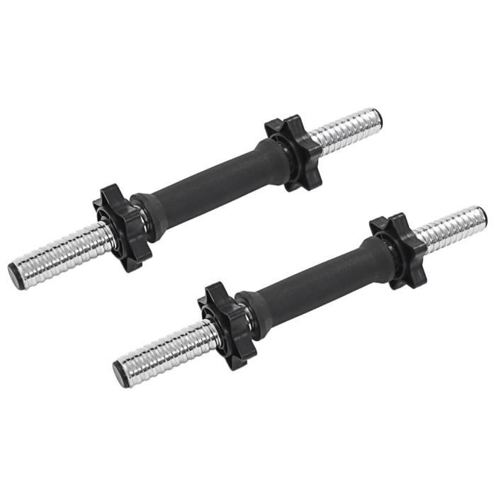 Barres d'haltères - Barre de Musculation-Barre à Disques, Barre de Curl - 2 pcs 3x35 cm Acier Noir