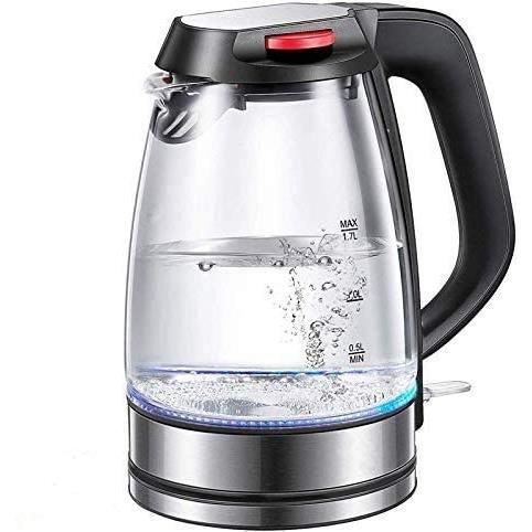 Bouilloire Électrique en Verre Aicok Avec Lumière Bleue de LED, Bouilloire de Chauffage Rapide, Verre Transparent Beau Design, Filtr