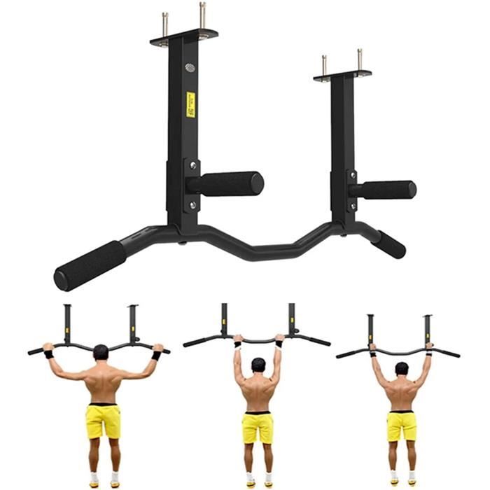 DIP STATION Eacutequipement De Musculation Barre De Traction Monteacutee Au Plafond avec Vis Barre De Traction Robuste pour Les1172