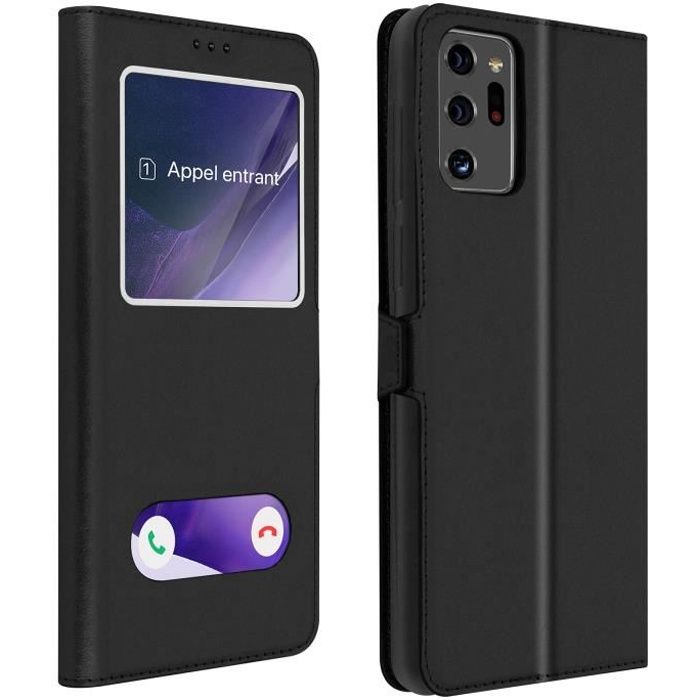 Housse Galaxy Note 20 Ultra Étui Intégral Double Fenêtre Support Vidéo noir Noir