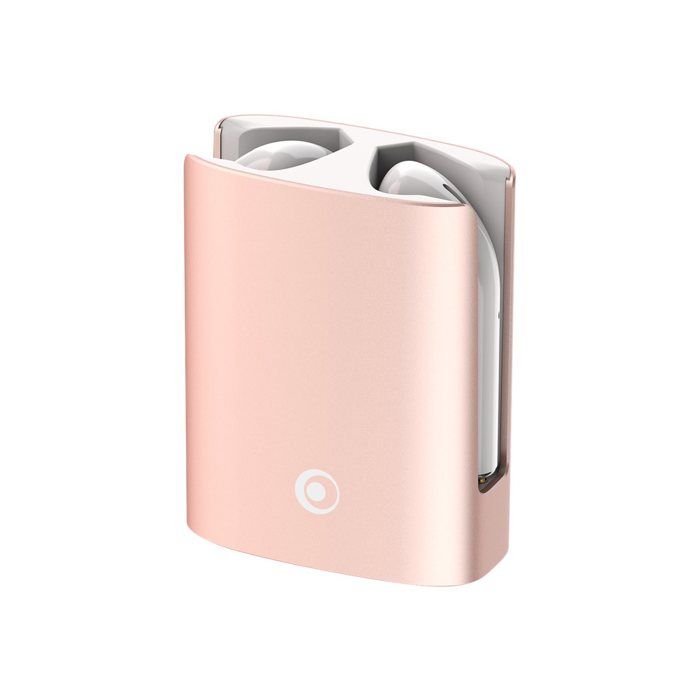 BIG BEN CONNECTED - Ecouteurs True Wireless Metal Buds - Bluetooth - Autonomie 12H - Blanc + Protection silicone Rose