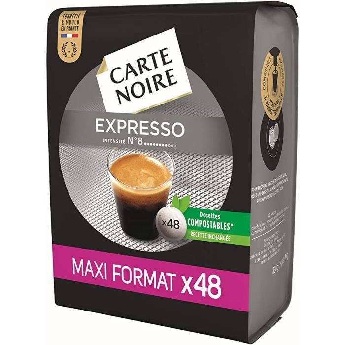 CARTE NOIRE Espresso Expresso N°8 - 48 Dosettes de café Compatible Senseo - 336 g