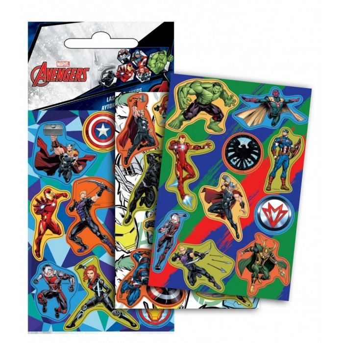 Lot 3 planche de Stickers Avengers Autocollant 12 x 8 cm GUIZMAX