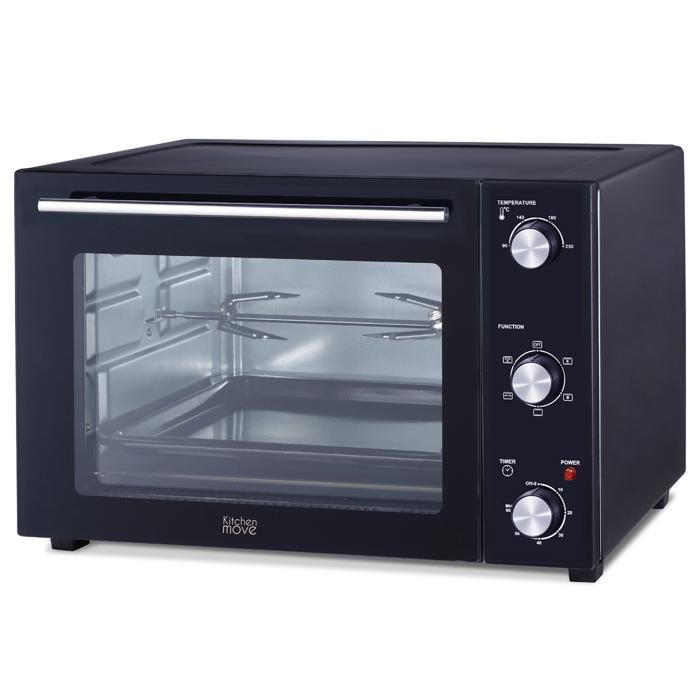 Four multifonction 58L chaleur tournante tournebroche grill 2000w ARIZONA noir 5 programmes de cuisson avec minuterie et accessoires