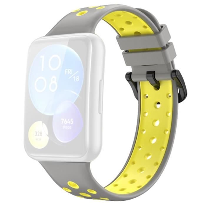 Pour Huawei Watch Fit 2 Silicone Watch Band Band De Bracelet En Double Couleur - Gris - Jaune