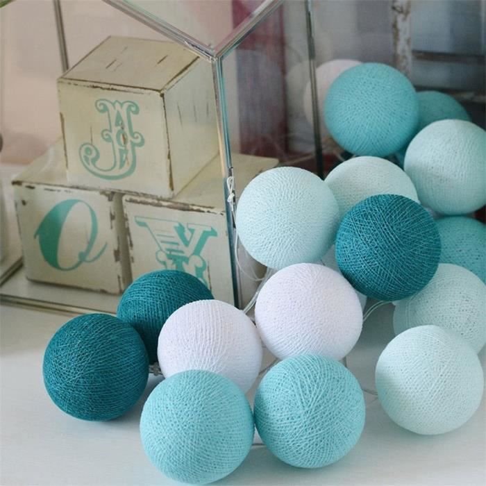 2,3 mètres 20 lumière couleur boule de coton couleur boîte à piles pendentif guirlande lumineuse - bleu