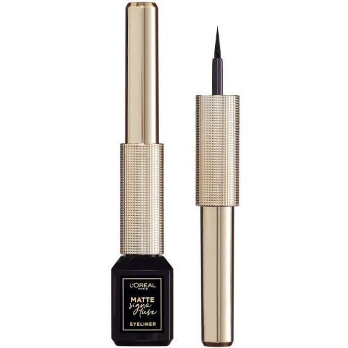 L'Oréal Paris - Eyeliner Pinceau mat et longue tenue - Matte Signature - Couleur : Noir Intense - 3 ml