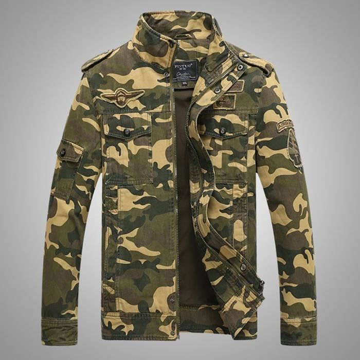 Veste de camouflage Veste homme Stand col veste Automne - Printemps 2016 Veste Militaire Homme Veste pilote saharienne homme Veste