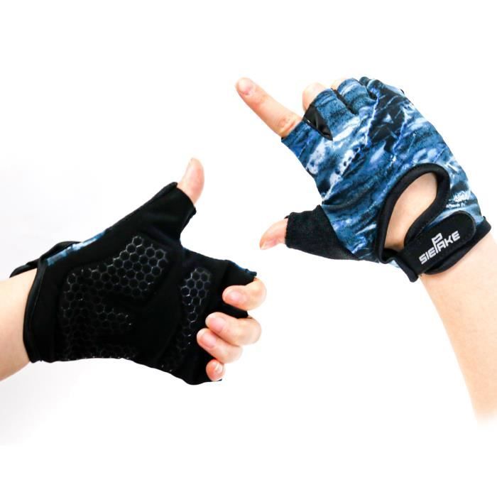 SIEPAKE Gants de cyclisme gants de vélo demi-doigt absorbant les chocs anti-dérapant respirant vtt DH pour hommes - femmes