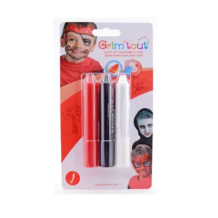 Pack de 3 sticks de maquillage Pirate Vampire Grim'Tout