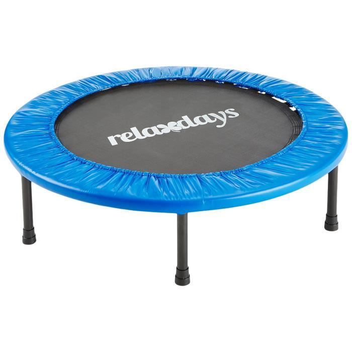 Relaxdays Trampoline pour usage intérieur & extérieur Sport fitness Entraînement charge maximale 100 kg 91 cm de diamètre, bleu