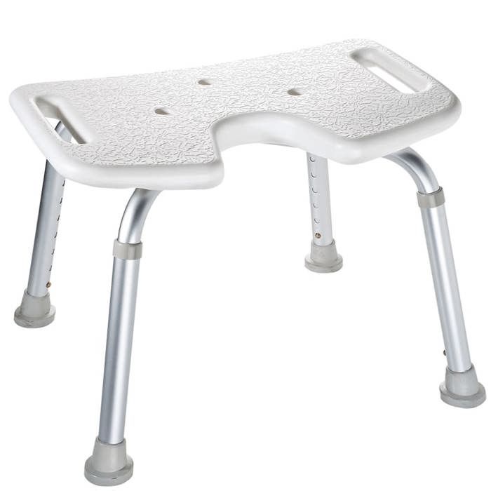 Tabouret de bain/douche avec découpe anatomique à hauteur réglable