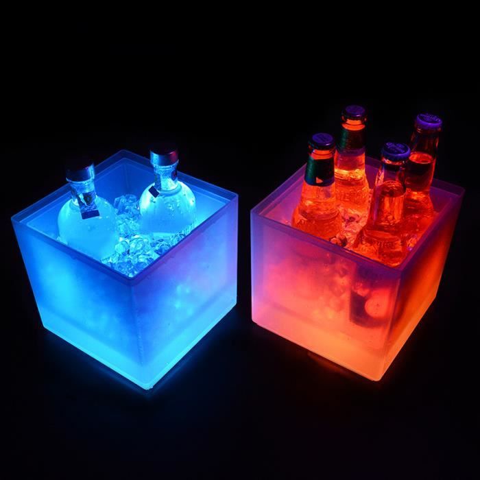 5L Seau à glace LED avec lampe de couleur Étanche pour Mariage Fête de famille Bar - Double seau à champagne