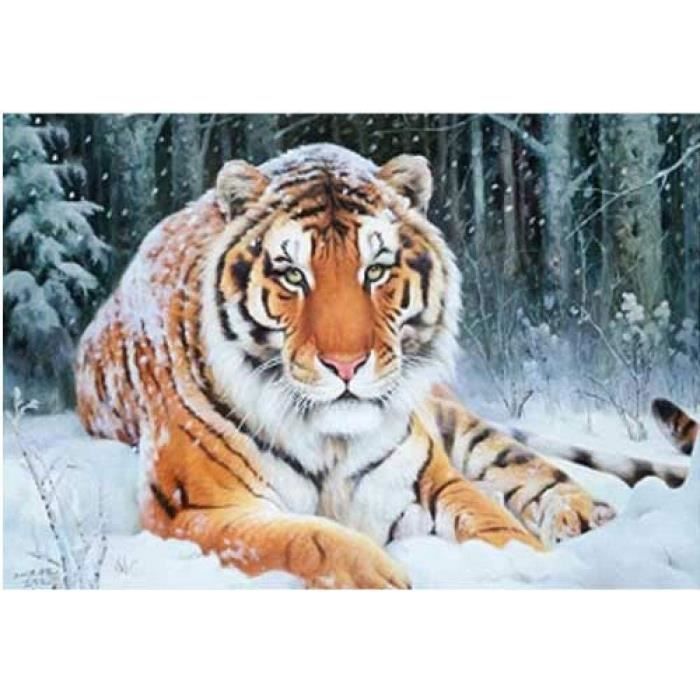 Diamant Peinture DIY 5D Diamant Lion Tigre À La Main Point De Croix Kits Diamant Broderie Motifs Animaux@40cm*50cm@Z2719