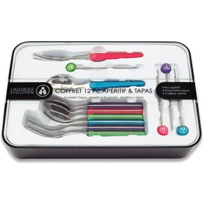 LAGUIOLE EVOLUTION Coffret de 12 pièces Tapas manche Multicolore Acidulé