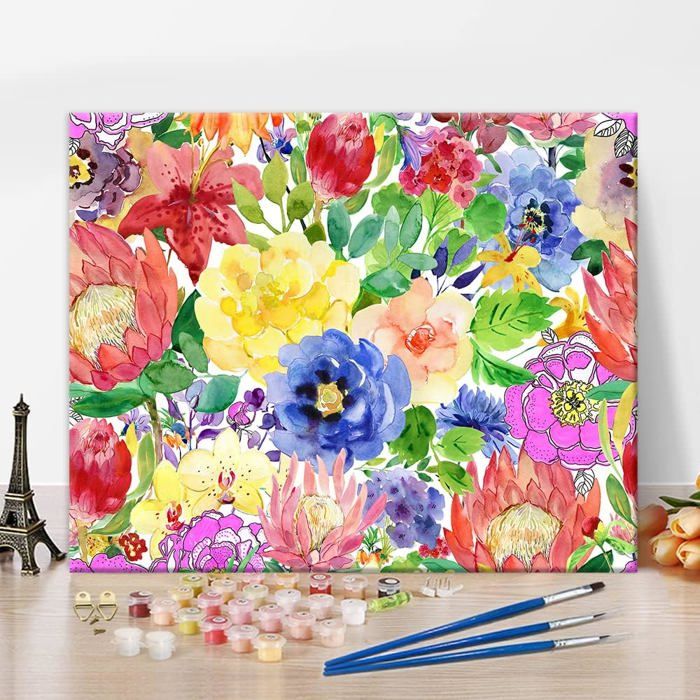 Gatyztoire peinture à l'huile par numéros pour adultes fleurs peintures