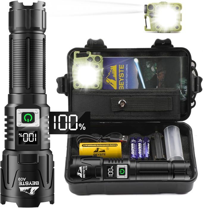 Lampe Torche LED Ultra Puissante 500000 Lumens Lampe De Poche Torche LED Puissante Rechargeable Lampe Torche Puissante XHQ99.2
