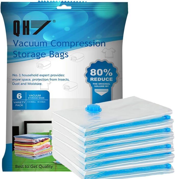 Sacs de Rangement Sous Vide Lot de 14 Sacs de Rangement sous Vide Aspirateur 1 Pompe, Sac