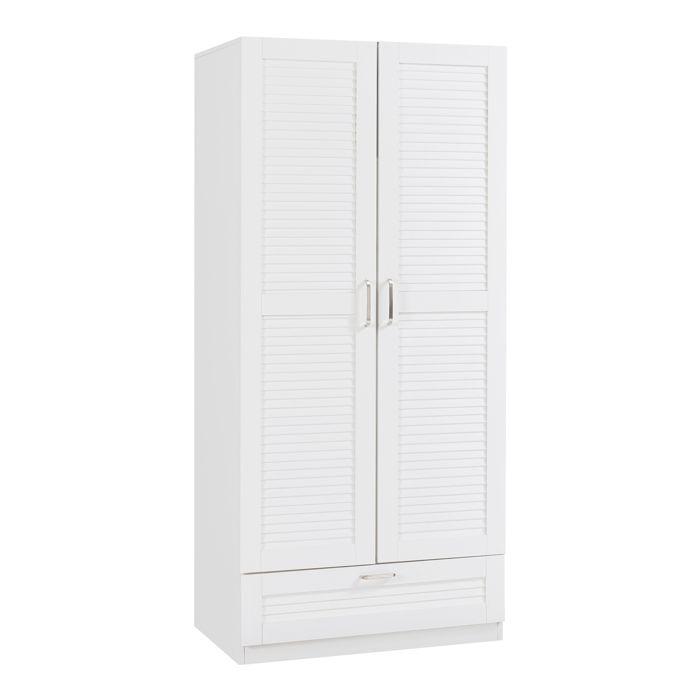 Armoire de chambre Finning 4 étagères 1 tiroir MDF 176 x 80 x 52 cm blanc