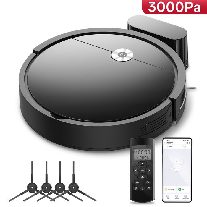 Vactidy Cleanova W6- 3000 Pa Aspirateur Robot - 140min dAutonomie - Connecté Alexa / APP / IFTTT - Ultra Mince Silencieux - Vactidy france