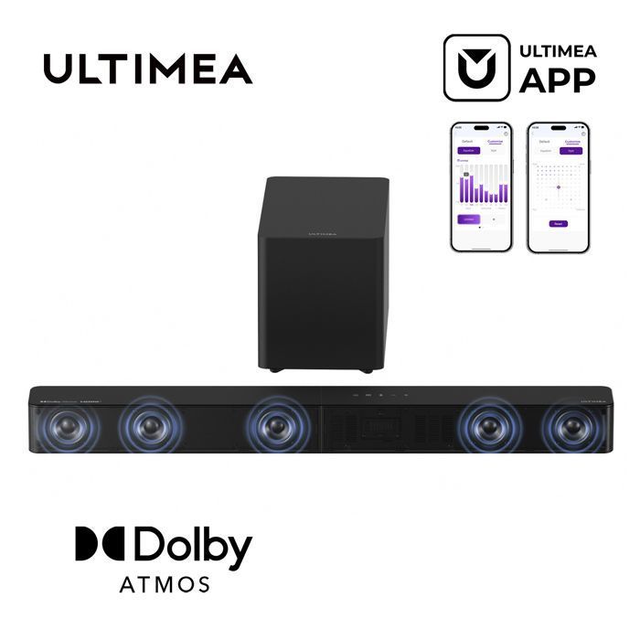 ULTIMEA Barre de son Poseidon M60 Boom - Système de Barre de Son 5.1ch Dolby Atmos avec Caisson de basses - 340W