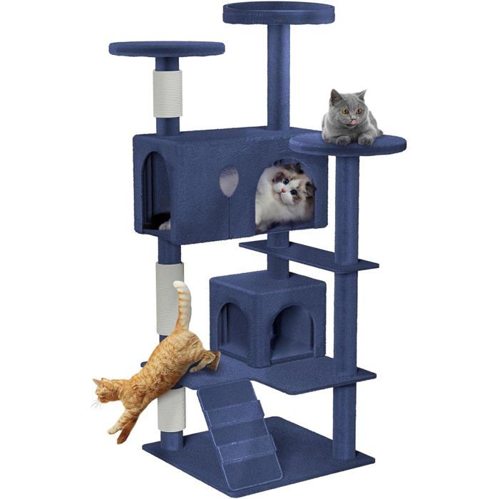 Meilleurs prix pour Arbre à chat - UISEBRT - K1254 - 49x49x130cm - Grotte et plateformes - Sisal naturel