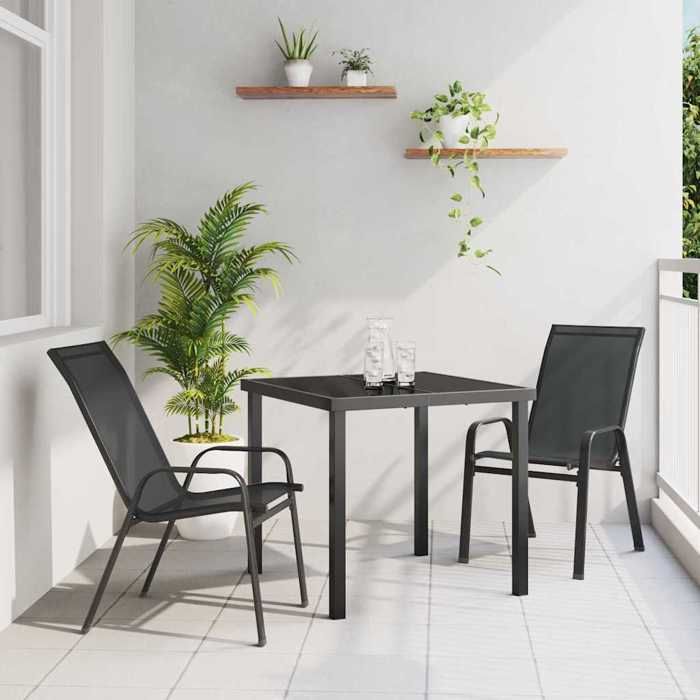 vidaXL Ensemble de salle à manger pour jardin 3 pcs Noir 3379114