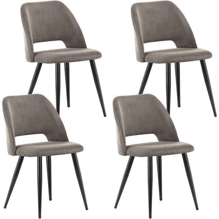 Lot de 4 Chaises de Salle à Manger en Velours Noir - Style Scandinave - Pieds en Bois Massif - 94x50x54cm - Maison
