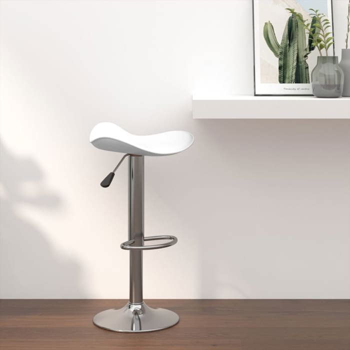 SOLDES dAutomneTabouret de bar - Tabouret Haut pour Bar-Cuisine - Blanc Acier chromé et cuir artificiel - 44x44x81cm 411