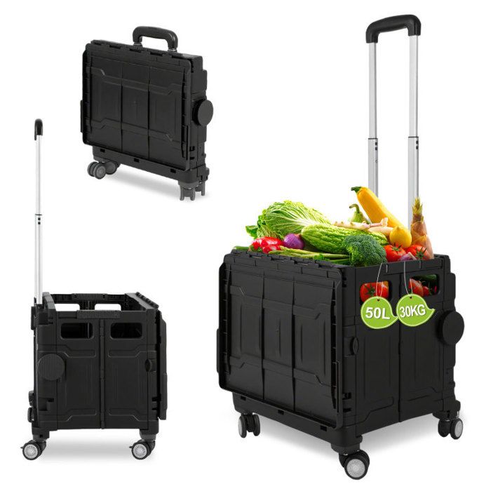 Chariot De Courses 50L 3en1 MYHMCT - Caddie Pliable Avec Compartiment Réfrigéré - Noir