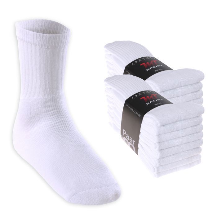 MT chaussettes de sport et loisir pour femmes et hommes (16 paires) — chaussettes de tennis — blanc MT chaussettes de sport et loisir pour femmes et hommes (16 paires) — chaussettes de tennis — blanc