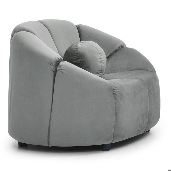 MENZZO Fauteuil design arrondi Sidonie Velours Gris MENZZO Fauteuil design arrondi Sidonie Velours Gris