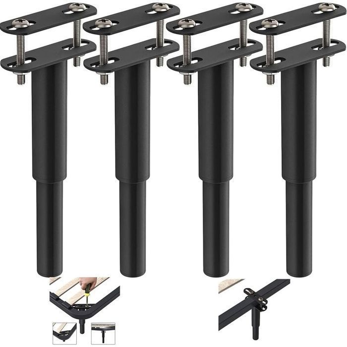 4pcs Pieds de lit réglables en métal rétractables de 18 à 33 cm - pour Meubles de Cuisine placards canapés Lits