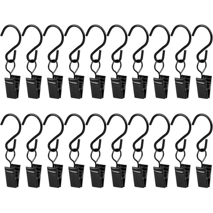 20 Pièces Pince Rideaux Pinces Rideaux Pinces Metal Rideau Petits Rideaux Clips Crochets Noir 0 7 x 0 35 Pouces (Noir)