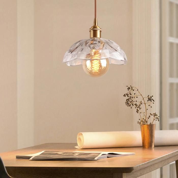 WOTTES 1 x Suspension Luminaire Verre Transparent Ø20*7.5CM Lustre Salon Vintage Intérieure Suspendues E27 pour Bar Cuisine