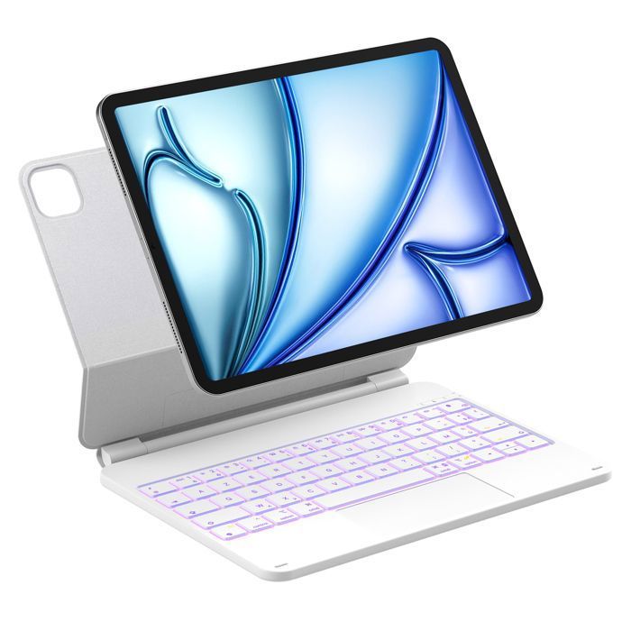Inateck Clavier magnétique pour iPad Air 11 M4/M3/M2 Pro 11 (1re-4e gen)AZERTY Blanc