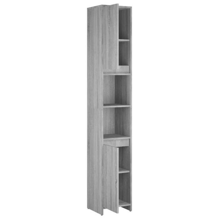 Soldes Printemps Armoire de bain - SOLOMOON - Meuble wc - Sonoma gris 30x30x1835 cm Bois dingénierie SSS1884