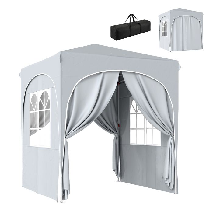 Tonnelle pliante - Outsunny - 2x2 m - réglable en hauteur imperméable protection UV50+ - montage facile - tissu Oxford - gris clair